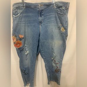Lane Bryant girlfriend embroidered print jeans size 26